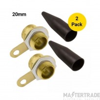 Unicrimp 20mm Brass Cable Gland BW LSF c/w Locknut Shroud & Pack=2
