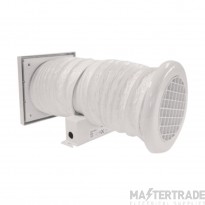 Vent Axia Minivent Fan SKT Tube c/w 3M Ducting Grille Spigot Clips & Timer White