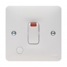 Hager Sollysta Control Switch 1 Gang DP c/w Flex Outlet & LED 20A White