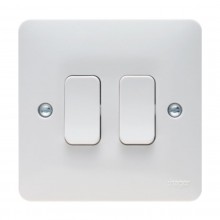 Hager Sollysta Plate Switch 2 Gang Way 10AX White