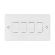 Hager Sollysta Plate Switch 4 Gang 2 Way 10AX White