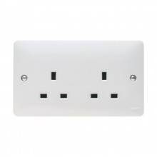 Hager Sollysta Socket 2 Gang Unswitched Dual Earth 13A White