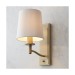 Picture of Endon Ortona 1 Light Wall In Matt Antique Brass With White Faux Silk Shade 