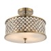 Picture of Endon Hudson 3 Light Semi Flush Ceiling In Antique Brass With Clear Crystal Glass 