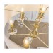 Picture of Endon Nixon 6 Light Ceiling Pendant In Brass With Crystal And Vintage white Faux Silk Shade 