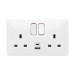 Picture of Hager Sollysta 2 Gang 13A DP Switched Socket Outlet Whitec/w USB A+C Ports 