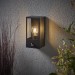 Picture of Saxby Breton E27 Flush Wall Lantern IP44 PIR Sensor Black/Clear 