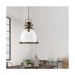 Picture of Searchlight Industrial Pendant Bell Ceiling Light In Antique Brass With Glass Diffuser 