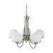 Picture of Searchlight Sphere Five Light Ceiling Pendant In Antique Brass With Glass Shades 