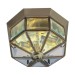 Picture of Searchlight Flush Ceiling Light In Antique Brass With Bevelled Glass 