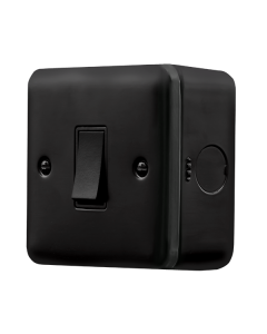 Click MetalClad Pro Matt Black 10AX 1 Gang 1 Way Plate Switch