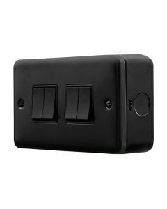 Click MetalClad Pro Matt Black 10AX 4 Gang 2 Way Plate Switch