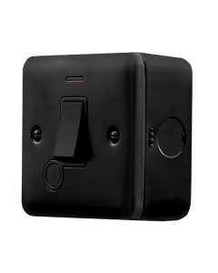 Click MetalClad Pro Matt Black 20A Double Pole Plate Switch With LED & Optional Flex Outlet