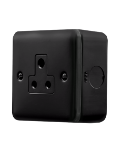 Click MetalClad Pro Matt Black 5A Round Pin Socket Outlet