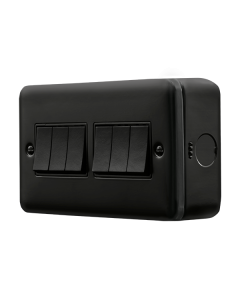 Click MetalClad Pro Matt Black 10AX 6 Gang 2 Way Plate Switch