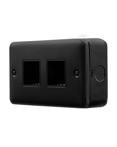 Click MetalClad Pro Matt Black 2 Gang MiniGrid® Unfurnished Plate - 2 x 2 Apertures