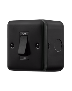 Click MetalClad Pro Matt Black 50A 1 Gang Double Pole Plate Switch