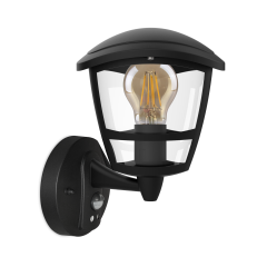 Kosnic DAIB-BLK/S Daintree wall lantern Bottom Arm with E27 Black PIR ON/OFF