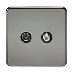 Knightsbridge SF0140BN TV & SAT TV Outlet (Isolated) - Black Nickel