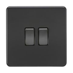 Knightsbridge SF3000MBB 10AX 2G 2-way Switch - Matt Black with black rockers