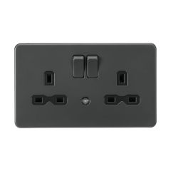 Knightsbridge SFR9NLAT 13A 2G DP Switched Socket with Photocell Nightlight Function - Anthracite with Black Insert