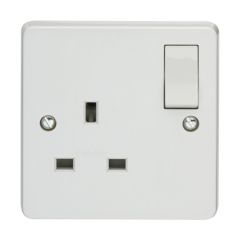 Crabtree Capital 1 Gang SP 13A Dual Earth Switched Socket White