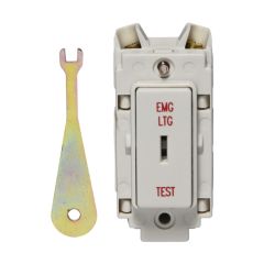 Crabtree Rockergrid 1 Way 20A DP Grid Switch White Emergency Lighting c/w Key