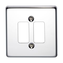 Crabtree Rockergrid 2 Gang Flush Grid Plate Polished Chrome