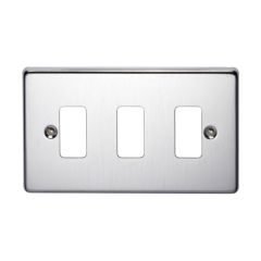 Crabtree Rockergrid 3 Gang Flush Grid Plate Satin Chrome