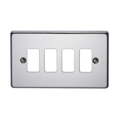 Crabtree Rockergrid 4 Gang Flush Grid Plate Polished Chrome