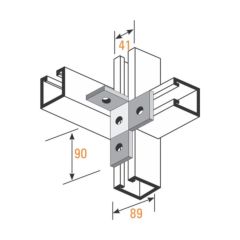 Channel Right Angle Tee Bracket HDG