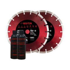 DART DB00571 Red Ten Twin Pack Diamond MGP-10 c/w Oil Saw Blade 300mm Dia 20 Bore Red