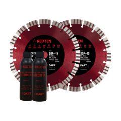 DART DB00582 Red Ten Twin Pack Diamond SGP-15 c/w Oil Saw Blade 300mm Dia 20 Bore Red