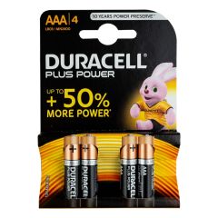 Duracell Power Plus AAA Akaline Batterys Pack=4