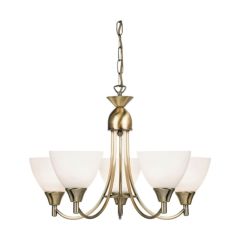 Endon 5 Light Chandelier In Antique Brass