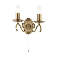 Endon 2 Light Wall In Antique Brass