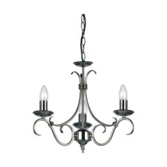 Endon 2030-3AS 3 Light Chandelier In Antique Silver