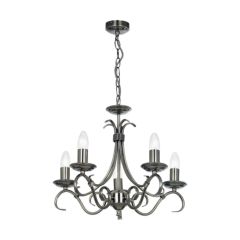 Endon 2030-5AS 5 Light Chandelier In Antique Silver