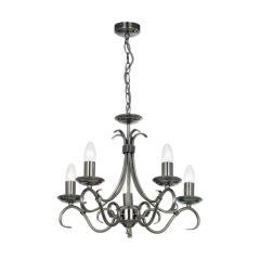 Endon 5 Light Chandelier In Antique Silver