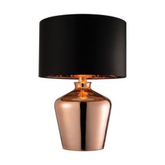 Endon Waldorf Copper Glass Table Lamp with Black Silk Shade
