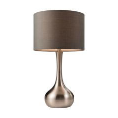 Endon Piccadilly Satin Nickel Touch Table Lamp with Dark Grey Shade
