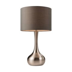 Endon 61192 Piccadilly Satin Nickel Touch Table Lamp with Dark Grey Shade