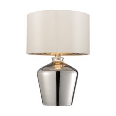 Endon Waldorf Chrome Glass Table Lamp with Ivory Silk Shade