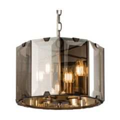 Endon Clooney 61281 Small 4 Light Pendant Smoked Glass Grey Frame
