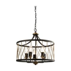 Endon Heston Ceiling Pendant Light in Matt Black and Rustc Bronze Finish