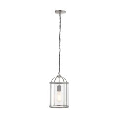 Endon 70323 Lambeth 1 Light Ceiling Pendant In Satin Nickel And Clear Glass