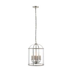 Endon 70324 Lambeth 4 Light Ceiling Pendant In Satin Nickel And Clear Glass