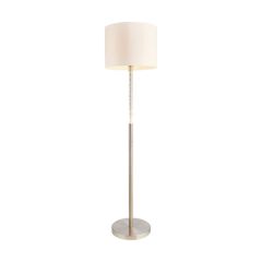 Endon Andromeda One Light Floor Lamp In Satin Chrome with Bubbles And White Cotton Mix Shade