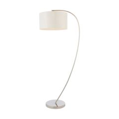 Endon Josephine One Light Floor Lamp In Bright Nickel Plate With White Fabric Shade