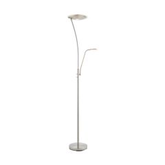 Endon Alassio Mother And Child Task Floor Lamp In Satin Chrome